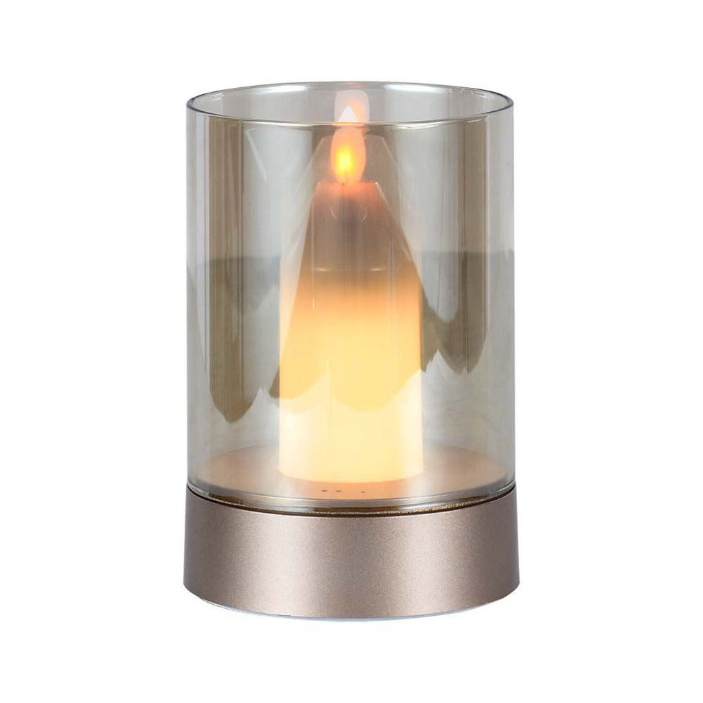 2W LED Candle Table Lamp 3000K Champagne Gold + Amber Glass