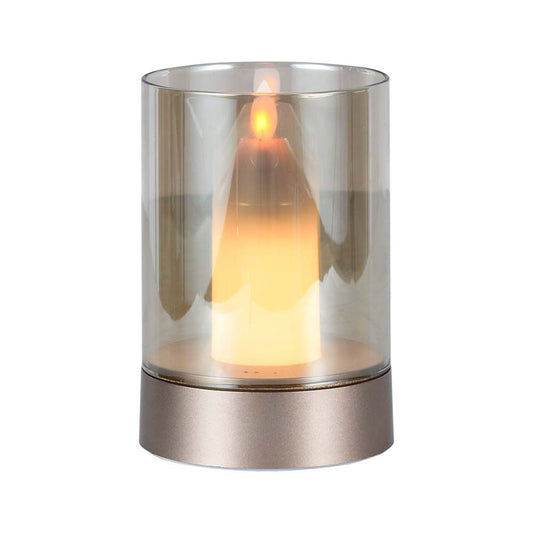 2W LED Candle Table Lamp 3000K Champagne Gold + Amber Glass
