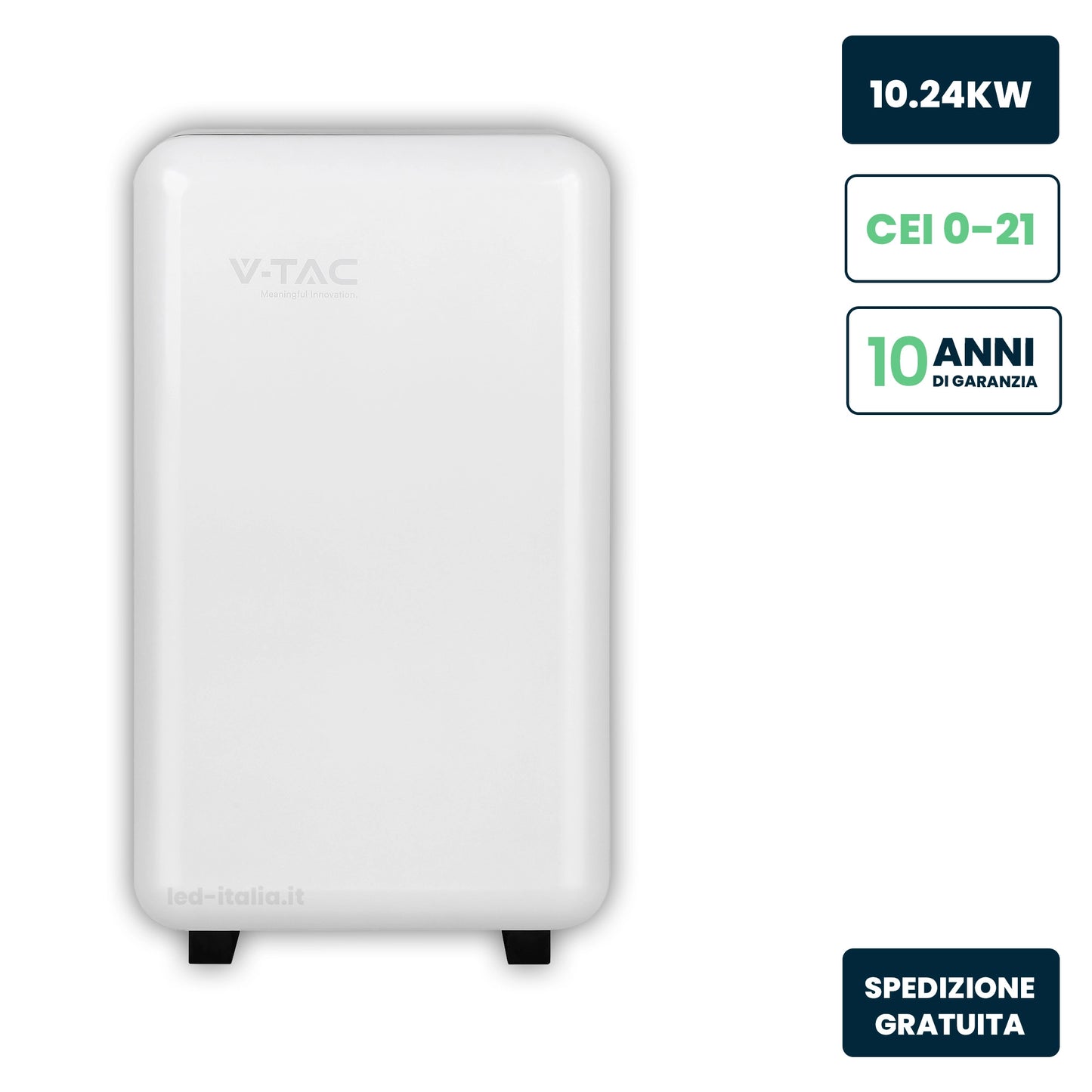 Batteria di Accumulo 10.24kWh al Litio-Ferro-Fosfato LiFePO4 BMS Integrato per Inverter Fotovoltaici CEI 0-21 51.2V 200Ah Schermo Touch Garanzia 10 Anni
