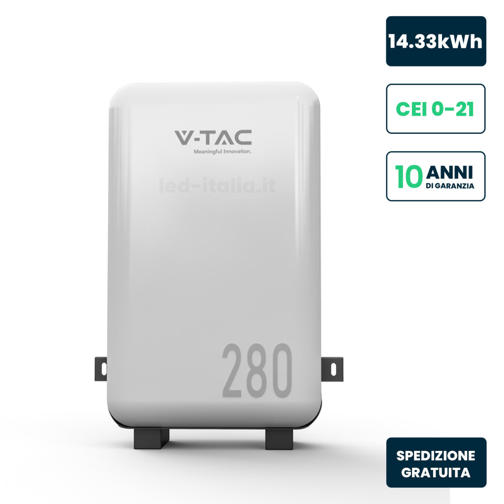 Batteria Accumulo LV 14.33kWh LFP 51.2V 280Ah 200A BMS Bianca CEI 0-21 IP65