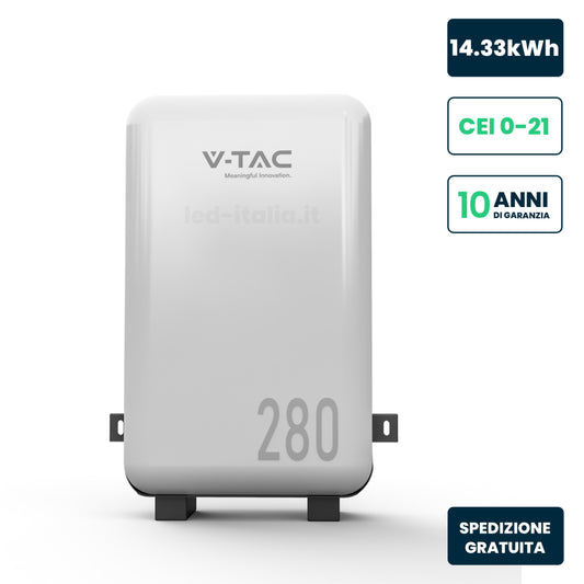 Batteria Accumulo LV 14.33kWh LFP 51.2V 280Ah 200A BMS Bianca CEI 0-21 IP65