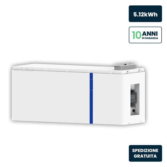 Batteria di Accumulo Impilabile Deye Bassa Tensione LV 5.12kWh LiFePO4 per Kit All-In-One (SKU 12190) CEI 0-21 51.2V 100Ah Garanzia 10 Anni