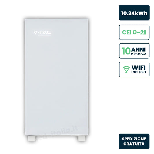 Batteria Accumulo LV 10.24kWh LFP 51.2V 200Ah 100A WiFi BMS Bianca CEI 0-21