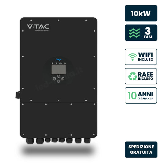 Inverter Ibrido Trifase LV Deye 10kW WiFi CEI 0-21 Nero IP65