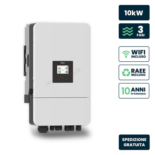 Inverter Ibrido Trifase LV Deye 10kW WiFi CEI 0-21 Bianco IP65