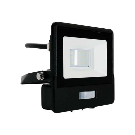 10W LED PIR Sensor Floodlight Samsung Chip Black Body 6500K 1m Cable
