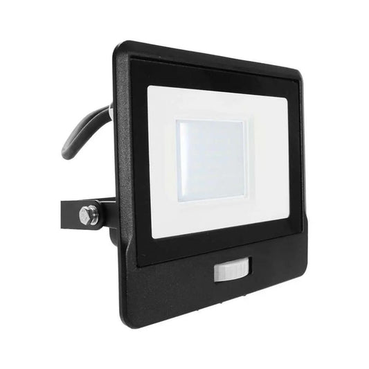 30W LED PIR Sensor Floodlight Samsung Chip Black Body 6500K 1m Cable