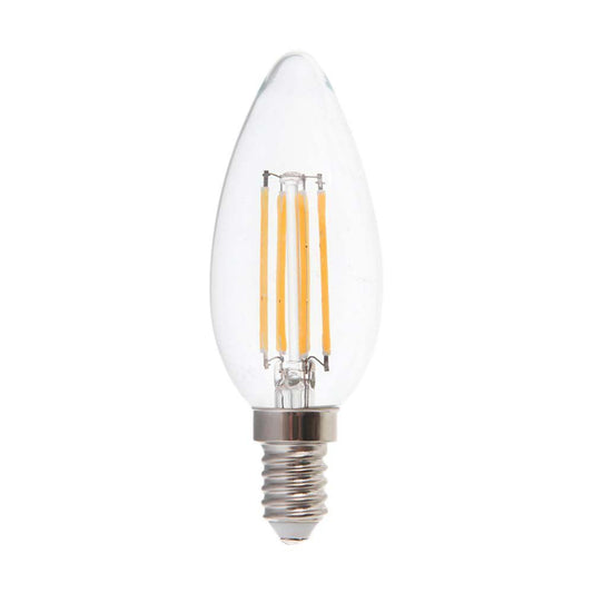 6W Candle Filament Bulb Clear Cover 6500K E14 130 lm/W