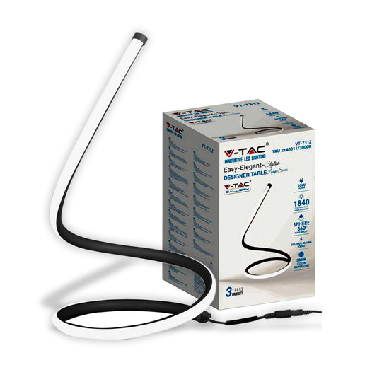 20W LED Designer Table Lamp with EU Plug Cord + Switch Black 3000K