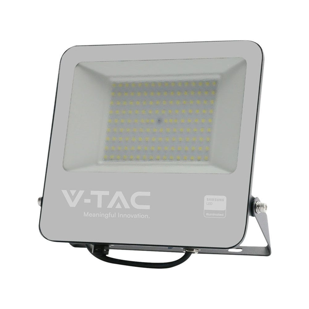 100W LED Floodlight SMD SAMSUNG CHIP 1m Wire Black Body Grey Frosted Glass 6500K