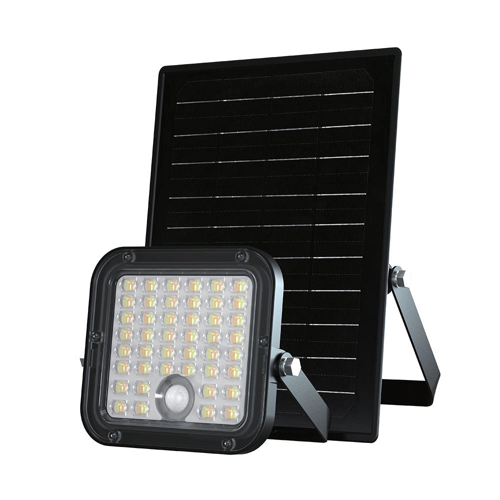 10W LED Solar Floodlight LiFePo Battery Black CCT 4000K+6000K