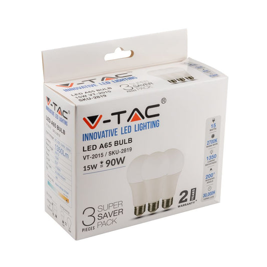 LED Bulb 15W E27 A60 Thermoplastic 2700K (Box 3 Pezzi)