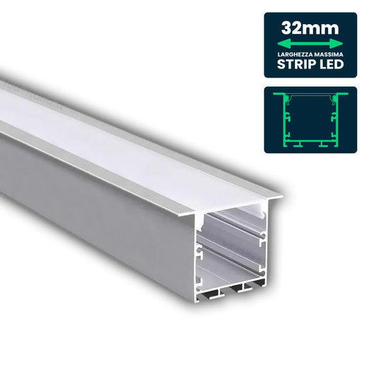 LED Strip Mounting Kit with Diffuser Aluminum White Housing 2000*50*35mm