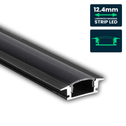 LED Strip Mounting Kit with Diffuser Aluminum 2000* 24.7*7mm Black Housing