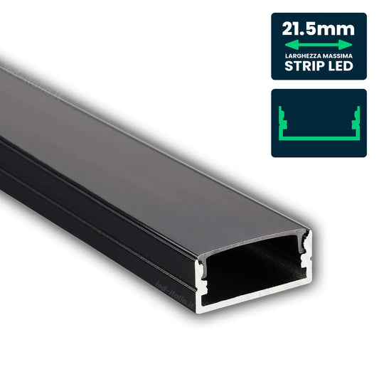 LED Strip Mounting Kit with Diffuser Aluminum 2000* 23.5*9.8mm Black Housing