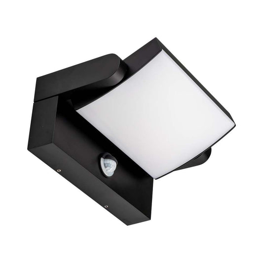 17W LED Wall Light with Sensor 3000K Black Body IP65