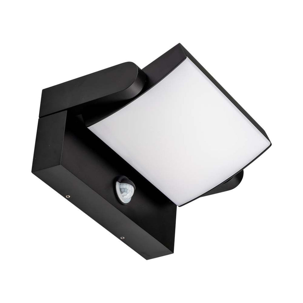 17W LED Wall Light with Sensor 4000K Black Body IP65