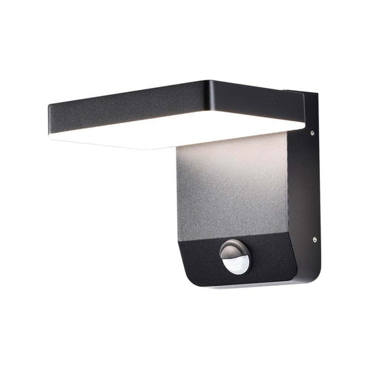 17W LED Wall Light with Sensor 4000K Black Body Square IP65