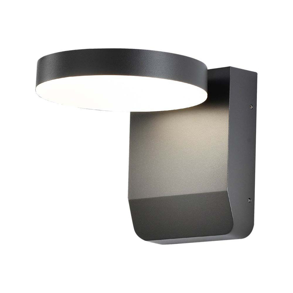 17W LED Wall Light 4000K Black Body Round IP65