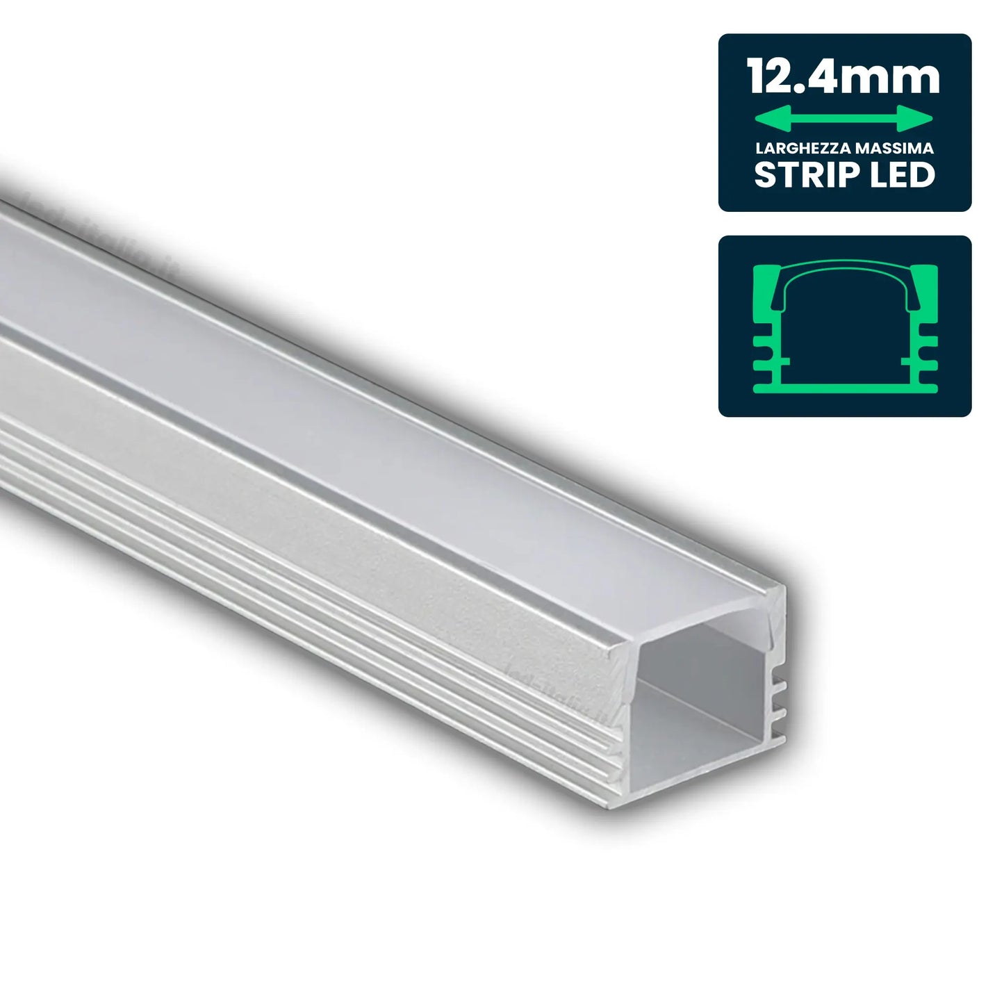 LED Strip Mounting Kit with Diffuser Aluminum 2000* 17.4*12.1mm Milky