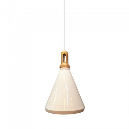 Modern Pendant Light Wooden Top Iron White Color D:250mm