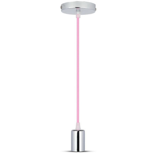 Chrome Metal Cup Pendant Light Pink