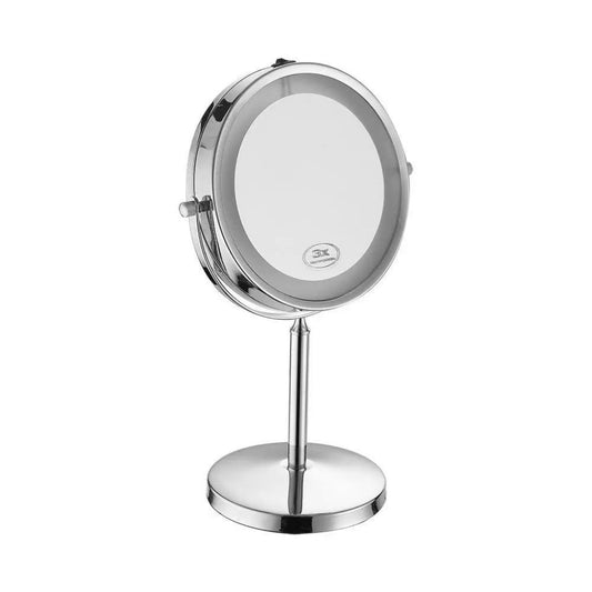 3W LED Mirror Light with 4*Aaa Battery Nickel Body D:17cm 6400K