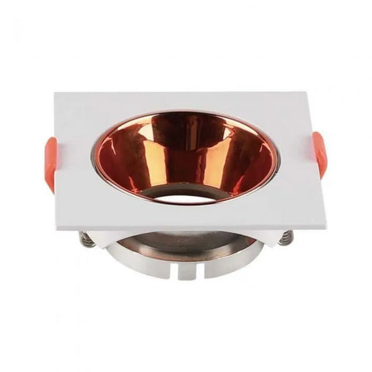 GU10 Fitting Square White Frame + Rose Gold Reflector