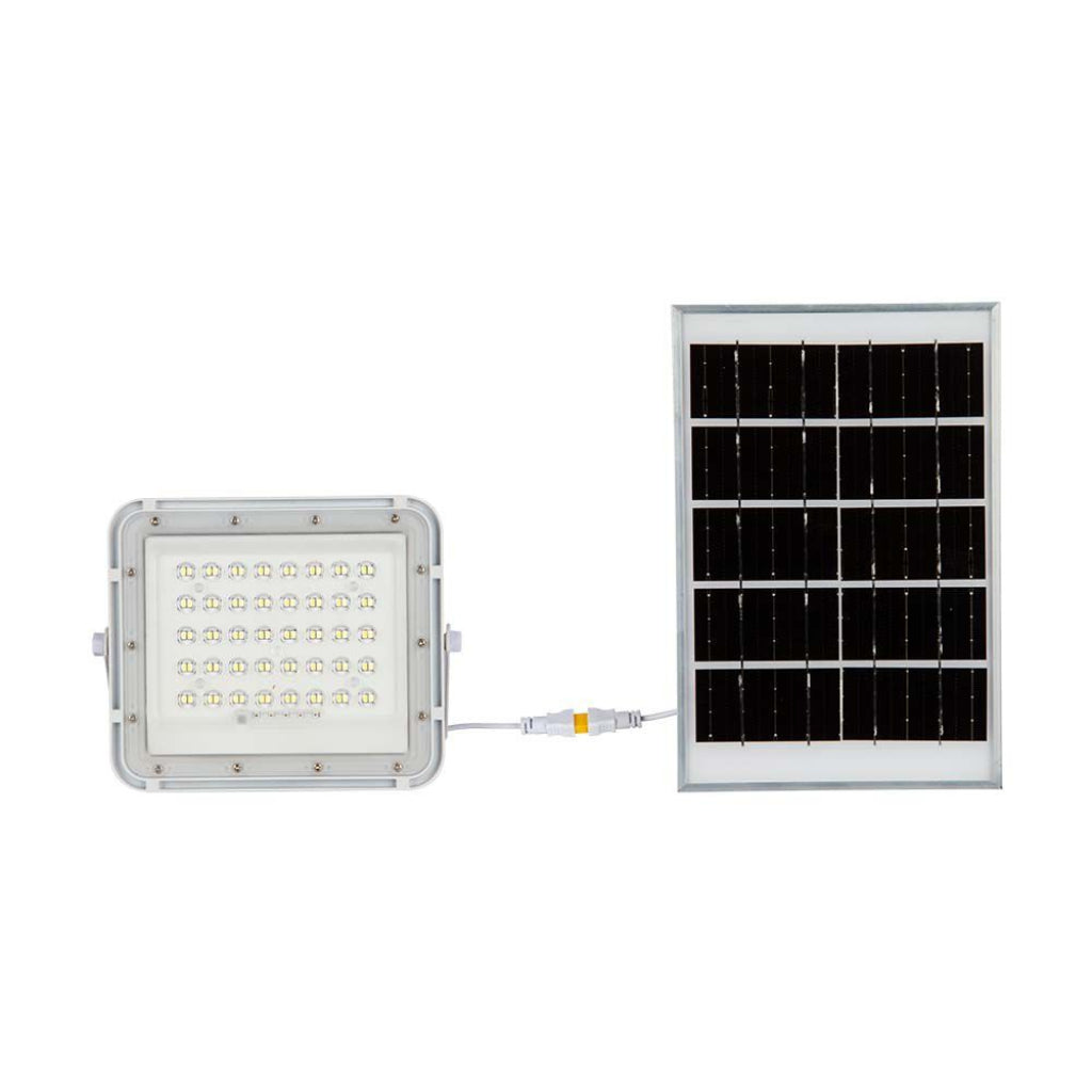 10W LED Solar Floodlight 4000K Replaceable Battery 3m Wire White Body