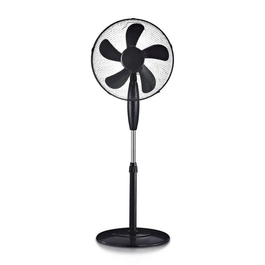 55W Stand Fan Round Base 5 Blades 3 Speed Black