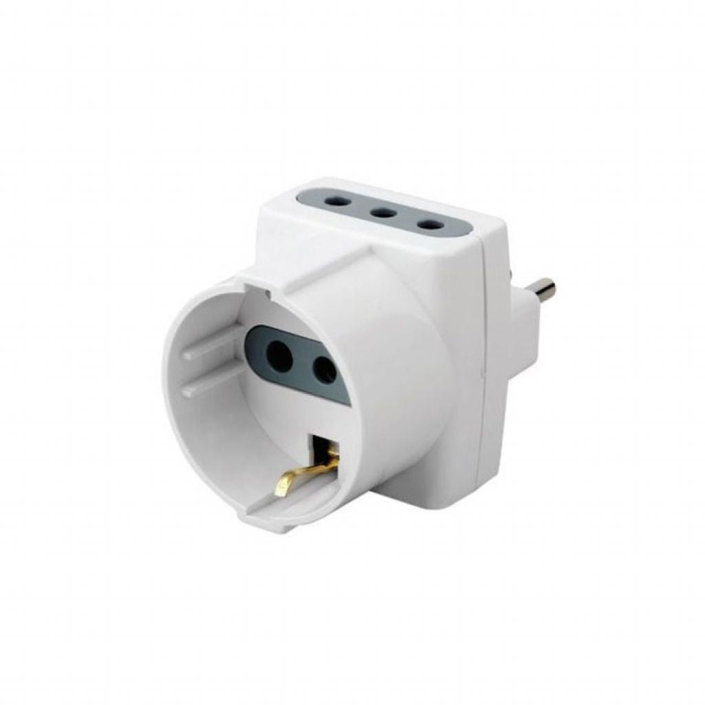 Adattatore Spina 10A 2 Prese 10A+10A Schuko Max:1500W