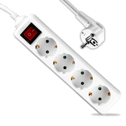 4 Ways Socket with Switch (3G 1.5mm2 X 5M) Polybag with Card White