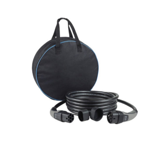 Cavo di Ricarica Monofase 32A 7.4kW Tipo 2/Tipo 2 compatibile con Wallbox Stazioni di Ricarica, Inclusa Sacca Porta Cavo, Lunghezza 5m IP55