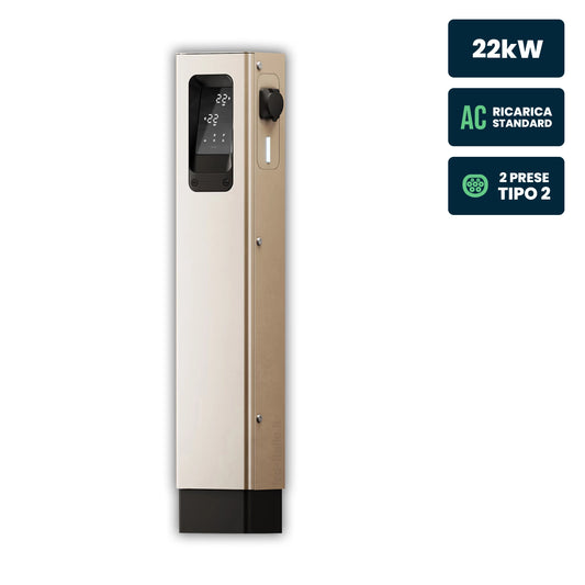 Colonnina di Ricarica Urban S 2x22kW Presa Tipo 2 IP55 IK10 Display LCD e RFID