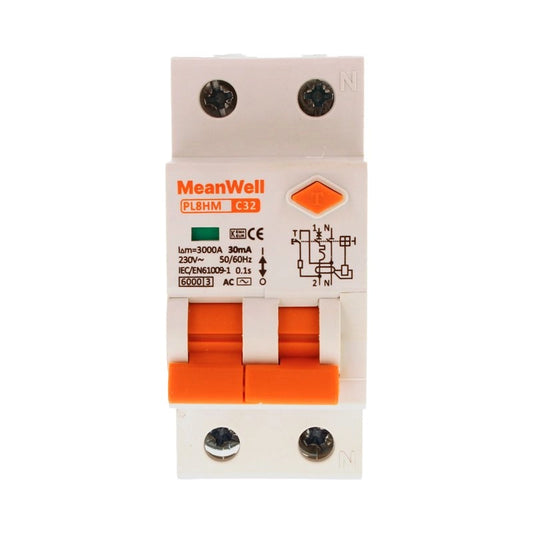 Magnetotermico Differenziale MeanWell Tipo AC Curva C 1P+N 2M 6kA C6A 230V