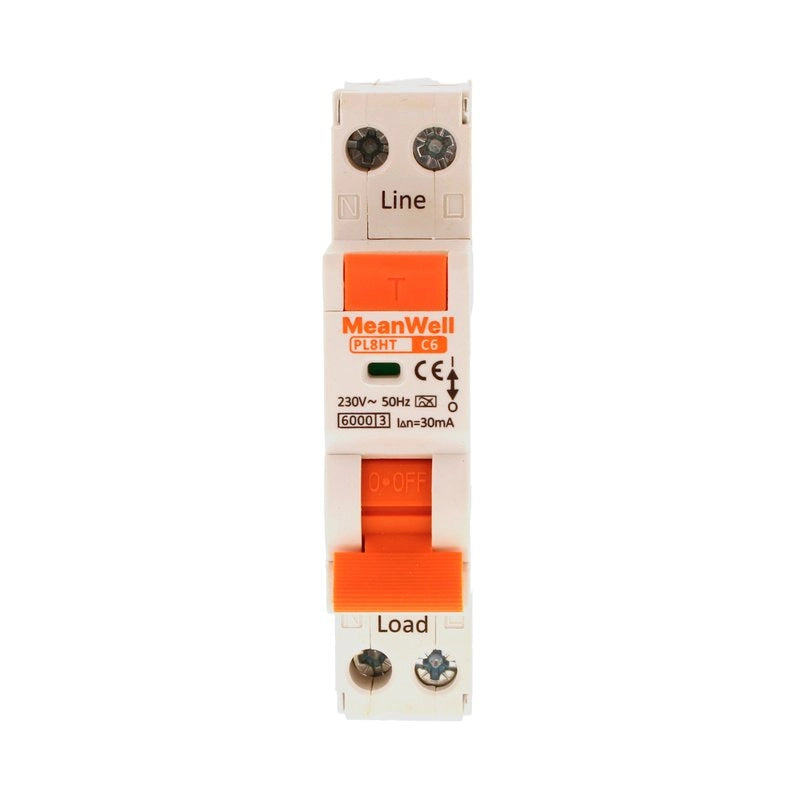 Magnetotermico Differenziale MeanWell Tipo A Curva C 1P+N 1M 6kA C6A AC 230V