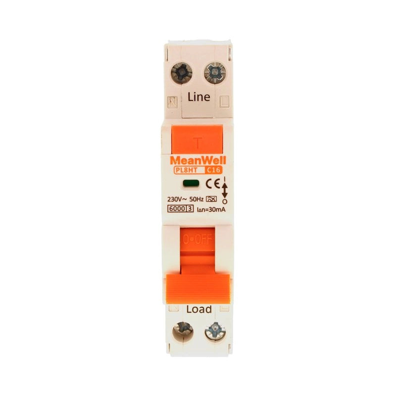 Magnetotermico Differenziale MeanWell Tipo A Curva C 1P+N 1M 6kA C16A AC 230V