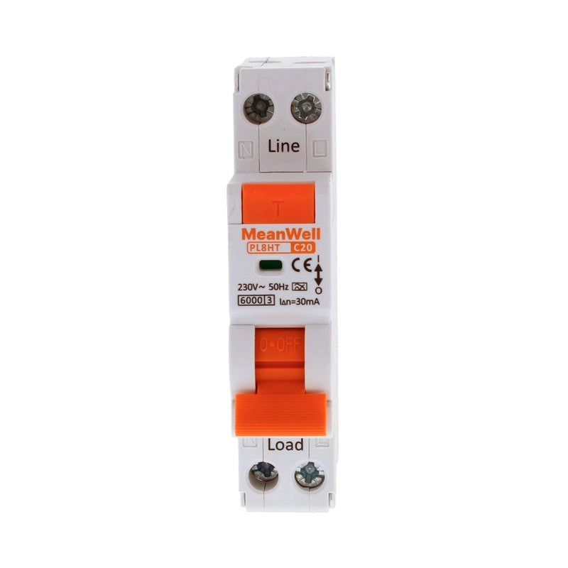 Magnetotermico Differenziale MeanWell Tipo A Curva C 1P+N 1M 6kA C20A AC 230V