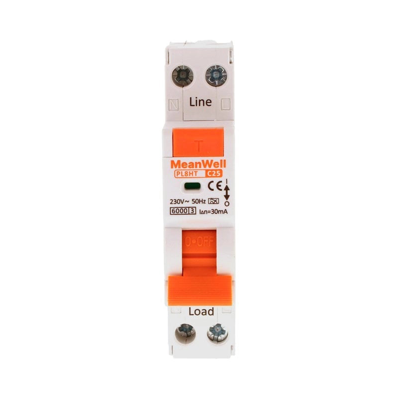 Magnetotermico Differenziale MeanWell Tipo A Curva C 1P+N 1M 6kA C25A AC 230V