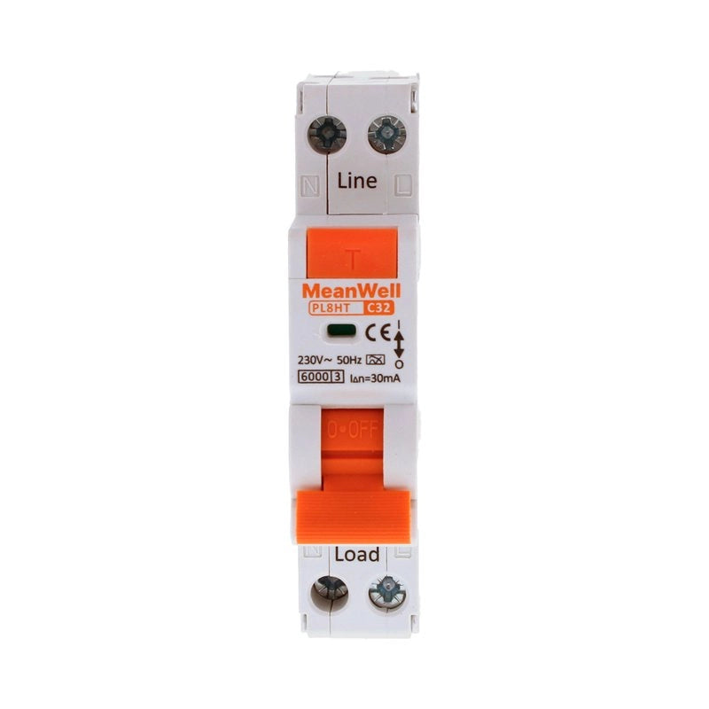 Magnetotermico Differenziale MeanWell Tipo A Curva C 1P+N 1M 6kA C32A AC 230V