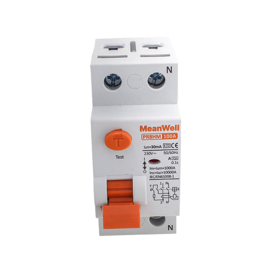 Differenziale Puro MeanWell Tipo A 1P+N 2M 10kA 30mA 100A AC 230V