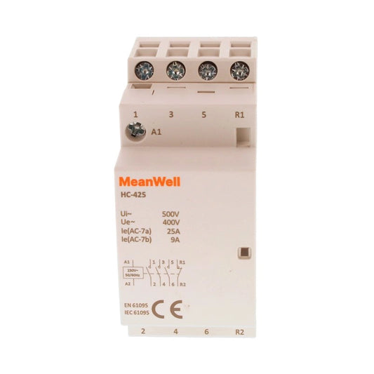 Contattore MeanWell 4P 2M 3NO+1NC 25A AC 230V IP20