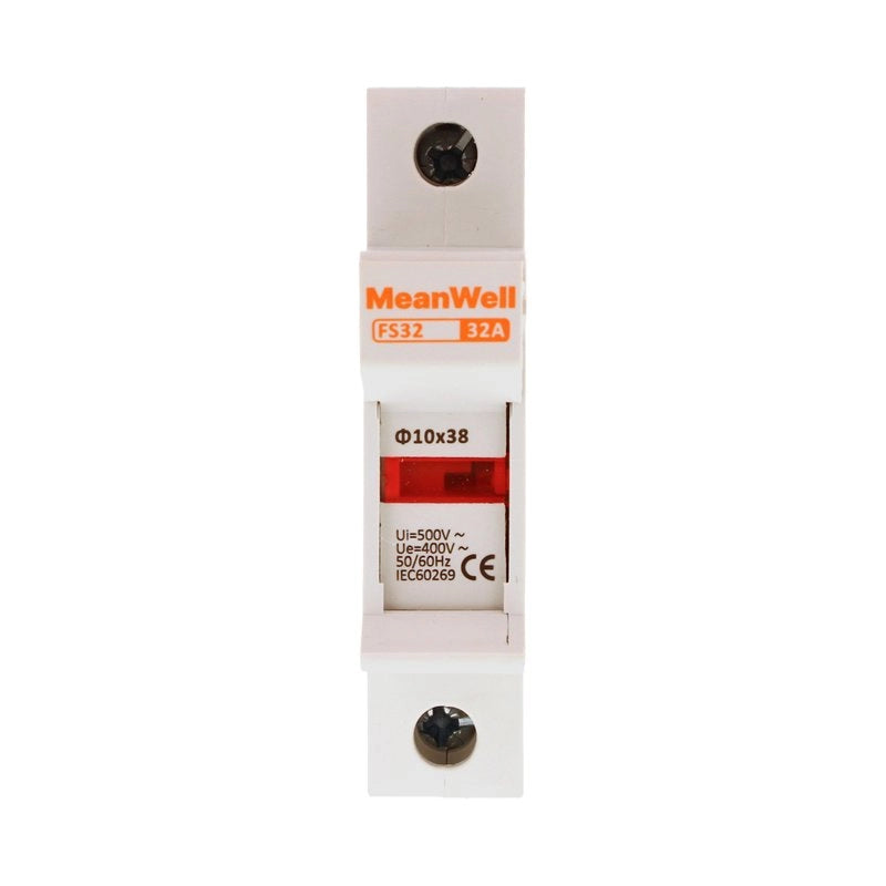Portafusibile MeanWell AC 1 Polo 1M D10X38mm 32A AC 500V IP20 IEC60269