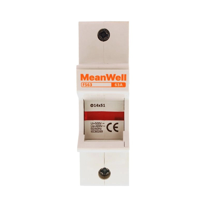 Portafusibile MeanWell AC 1 Polo 1M D14X51mm 63A AC 500V IP20 IEC60269
