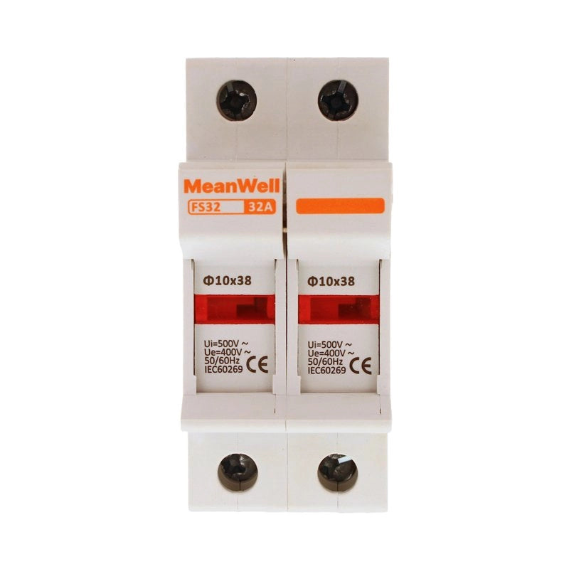 Portafusibile MeanWell AC 2P 2M D10X38mm 32A AC 500V IP20 IEC60269