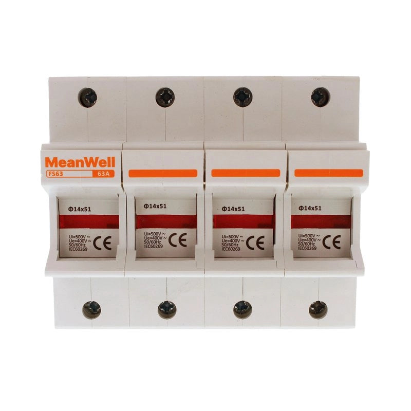 Portafusibile MeanWell AC 4P 4M D14X51mm 63A AC 500V IP20 IEC60269