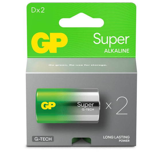 Batteria Super Alcalina 1,5V Torcia D / 13A-U2 / LR20 (Confezione 2 Pezzi)