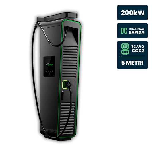 Hypercharger DC 200kW Cavo 5m IP55 IK10 Display Colori 15.6" e RFID