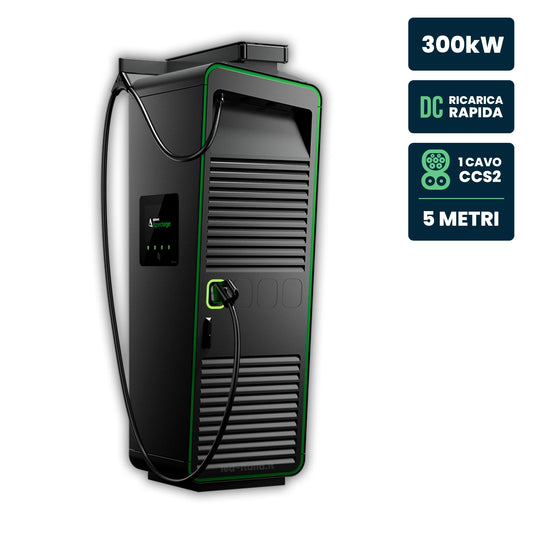 Hypercharger DC 300kW Cavo 5m IP55 IK10 Display Colori 15.6" e RFID