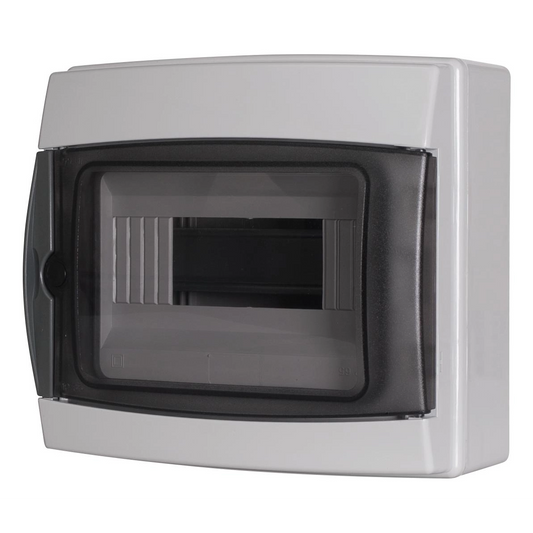 Centralino da Parete MeanWell 8 Moduli 200x180x100mm Grigio RAL 7035 con Portello Fumè IP65